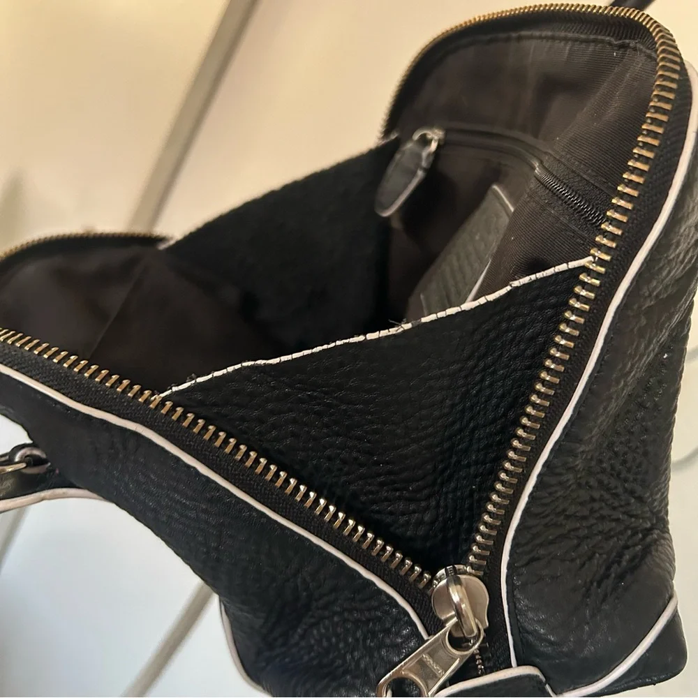 Coach Bleecker Mini Preston Black White Edgepaint Leather Satchel Bag 30344 - Picture 12 of 15